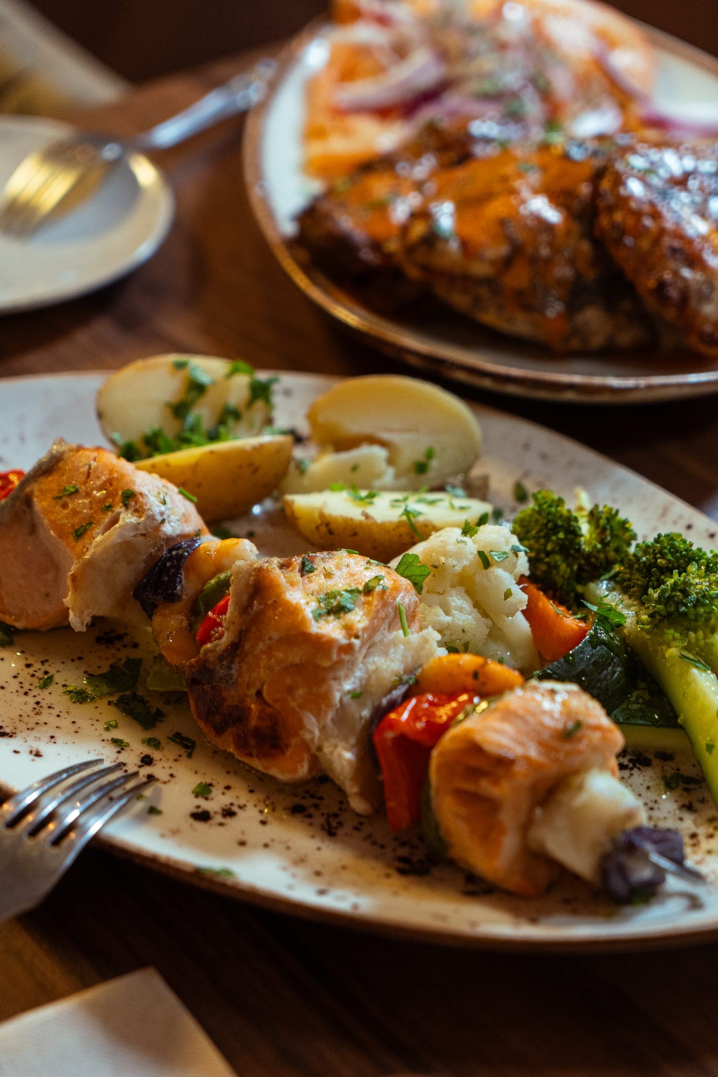 Brocheta de pollo con chorizo